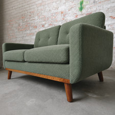 65'' Modern Minimalist Two-Seater Mid-Century Green Fabric Loveseat Sofa Couch picture