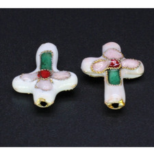 Colorful Handmade Cloisonne cross Loose Spacer Beads copper Craft bead picture