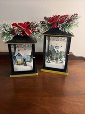 Thomas Kinkade Christmas Lantern Peace & Rejoice Bradford Exchange Set Of 2 picture