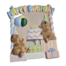 Vintage Enesco Ceramic Birthday Bear Figurine Plaque picture