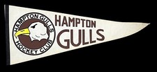 Vintage 1974 - 75 Hampton Gulls SHL Defunct Hockey Team 29 Inch Pennant Old picture
