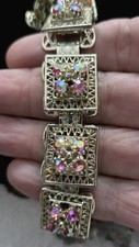 GORGEOUS Vintage Book Chain Rhinestone Bracelet 7