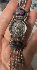 Vintage G.I.I Sterling Silver James Longacre Watch Indian Head Cent Face 7