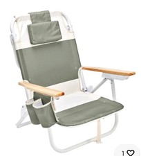 Sunnylife: Deluxe Beach Chair - Seagrass Sage Stripes Fabric Lounger New W/ Tags picture