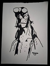 Mike Mignola Hellboy Original Art Sketch Drawing RARE Detailed Bust picture