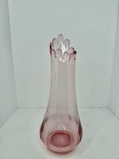 Vintage MCM L.E. Smith Pink Victoria Fern Scroll Swung Stretch Vase 14” Stunning picture