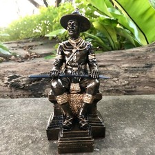 Thailand's King Taksin Statue Amulet Antique Art Made Of Lek Lai Magic Stone picture