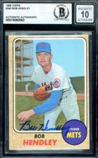Bob Hendley Gem Mint 10 Beckett BAS Signed 1968 Topps Autograph picture