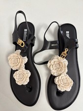 Melissa Black Floral Embellished Sandals  Size 9 0019 picture