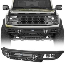 Fit 2021-2026 Ford Bronco Steel Front Bumper w/ Skid Plate & LED Lights &D-rings picture