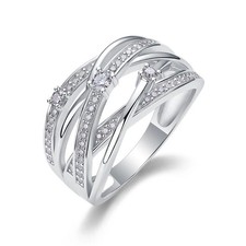 Fifty8 Moissanite Woven Design Ring 925 Silver Radiant Shine picture