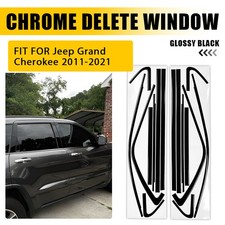 1Set Glossy Black Chrome Delete Window Overlay for Jeep Grand Cherokee 2011-2021 picture