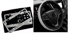 BLING SET 2 Crystal License Plate Frames Steering Wheel Caps Made with SWAROVSKI picture