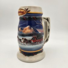 Budweiser 2000 Holiday Stein Holiday in the Mountains CS416 Clydesdales Ceramic picture