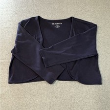 Roaman's Women's Bolero Shrug Cardigan 14/16 M Navy Blue Long Sleeve Cropped picture