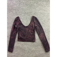 Lululemon Align Long Sleeve Womens 4 Purple Tie Dye Cropped V-Neck Nulu Top picture