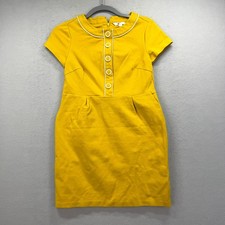 Boden Gracie Ponte Sheath Dress Womens Petite 4 Yellow Button Detail Back Zip picture