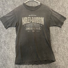Single Stitch VTG Harley Davidson Motorcycles T-Shirt Medium Faded Made In USA picture