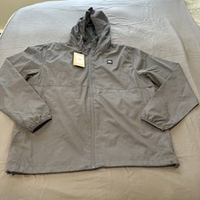 NWT Quicksilver Windbreaker Jacket Gray Men’s Hood Zip Up Waterproof Dryflight picture
