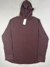 Vince Waffle Knit Thermal Pullover Hoodie Mens Size Extra Large Black NEW picture