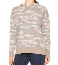 Christian Siriano Women's Heathered Gray Camo Camouflage Hoodie Soft Cozy S picture