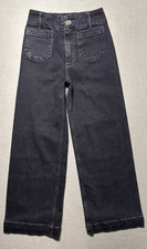 Pilcro Anthropologie The Skipper Jeans Womens Size 24 Black Wide Leg Crop Boho picture