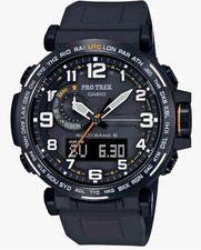 New Casio Pro Trek 51.5mm Black Stainless Steel Case Black Silicone PRW6600Y-1A9 picture