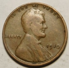 1910 P Lincoln Wheat Cent Penny G-VG X-404 picture