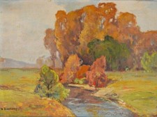 Dana Bartlett Impressionist Oil Board Painting Landscape Plein Air California gy picture
