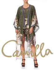 CAMILLA sz L Watchful Wings Printed Kimono Robe with Long Chiffon Underlayer picture