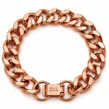 Pure Copper Cuban Link Bracelet Men Heavy Chunky Curb Chain 8.5