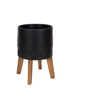 Kate And Laurel Gavri Farmhouse Planter 11.25 Black/Rustic Brown 220907 picture