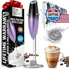 Zulay Kitchen OG Frother Handheld Milk Frother - Purple & Black picture
