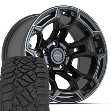 Set(4) Defiant DF03 17x9 Charcoal Rims & 33x12.50r17 R/T Tires 5X127 -12ET picture