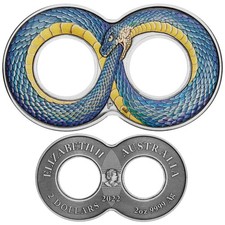 2022 Ouroboros Silver Coin - Australia - 2 oz Antique Finish in Color picture