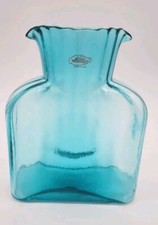 Blenko HTF Bermuda Blue Straight Optic 384 Water Bottle, Double Spout Pitcher  picture