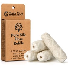 Gaia Guy Silk Dental Floss Refill | Natural Silk | 4 Spools Biodegradable Floss picture