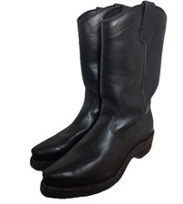 Dayton Black Beauty Motorcycle Boots Vintage - Sz 10.5 Chromexcel Triple-Sole picture