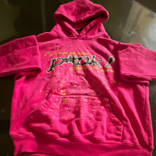 Justice Girls Pink Pullover Hoodie Rhinestone Logo Graphic Kangaroo Pocket 12 picture