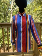 Silk Dolce & Gabbana Multicolor Striped Button-Up Blouse IT 40 Made in Italy picture