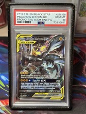 2019 POKEMON SM BLACK STAR PROMO #SM168 FULL ART PIKACHU & ZEKROM GX PSA 10 picture