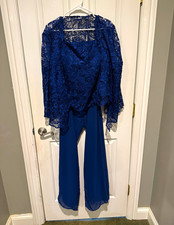 MISSACC Dark Navy Lace 3 Piece Mother of the Groom Pantsuit Formal Wedding picture