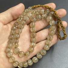 Antique Tibetan Himalayan Old Crystal Melon Carved Stone Beads Necklace picture
