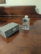 Vintage Chinese Inside-Painted Glass Snuff Bottle w/ Stopper & Box picture