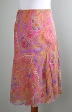 LAUREN RALPH LAUREN $125 Vintage Paisley 100% Silk Ruffle Skirt Size Medium picture