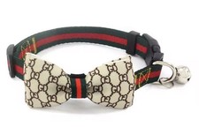 Luxury inspired Dog Collar Tie & Bell For Pets Gucci Style picture