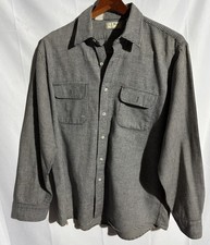 VTG 90s LL Bean Sz L Black White Micro Check Double Pocket Button Shirt USA picture