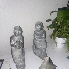 Ancient African Stone Carved Figurines Set of 2 People Theme, RARE picture
