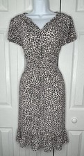 Talbots Womens Leopard Flutter Sleeve Faux Inset Stretch Ruffle Dress 6 $129 NWT picture