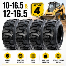 12-16.5 10-16.5 Skid Steer Tires 12x16.5 10x16.5 Industrial Heavy Duty SKS Set 4 picture